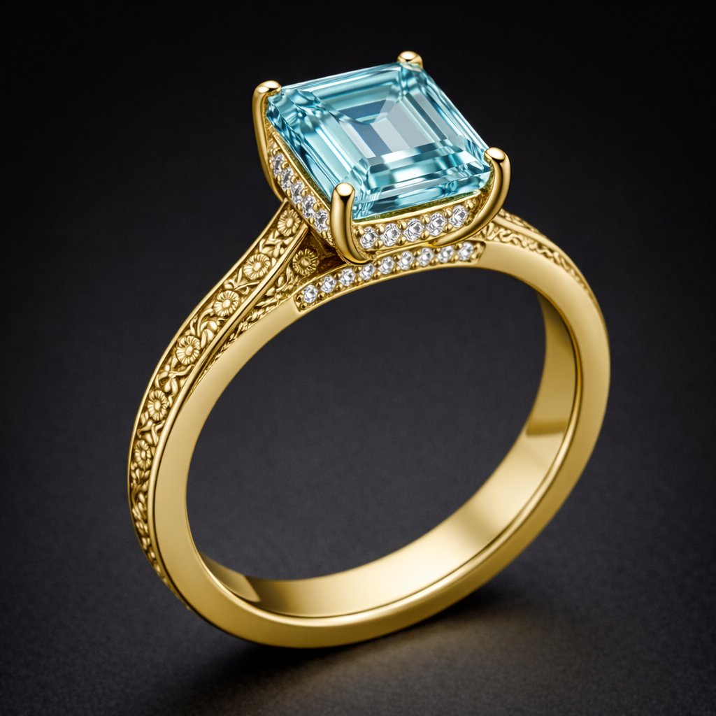 Custom engagement ring CAD rendering